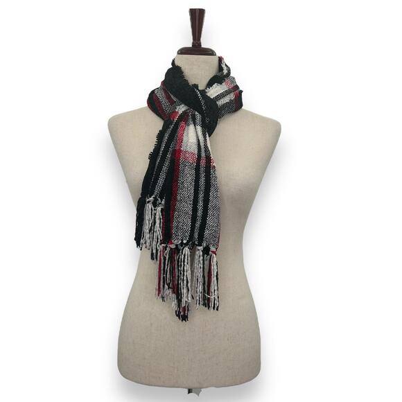 Style & Co. Accessories - NEW Style & Co Plaid Scarf Rectangle Fringe Black Red White Winter Holiday Wrap